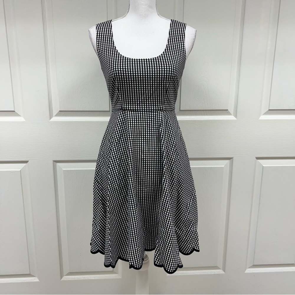 Kate Spade Jazzy Gingham Scalloped Ponte Dress Size XS